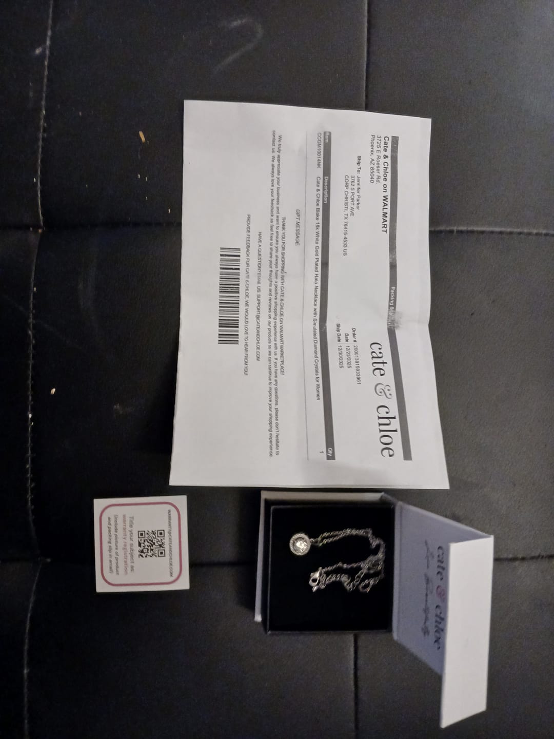 Customer photo review of Blake 18k White Gold Plated Halo Pendant Necklace with Simulated Diamond Crystals