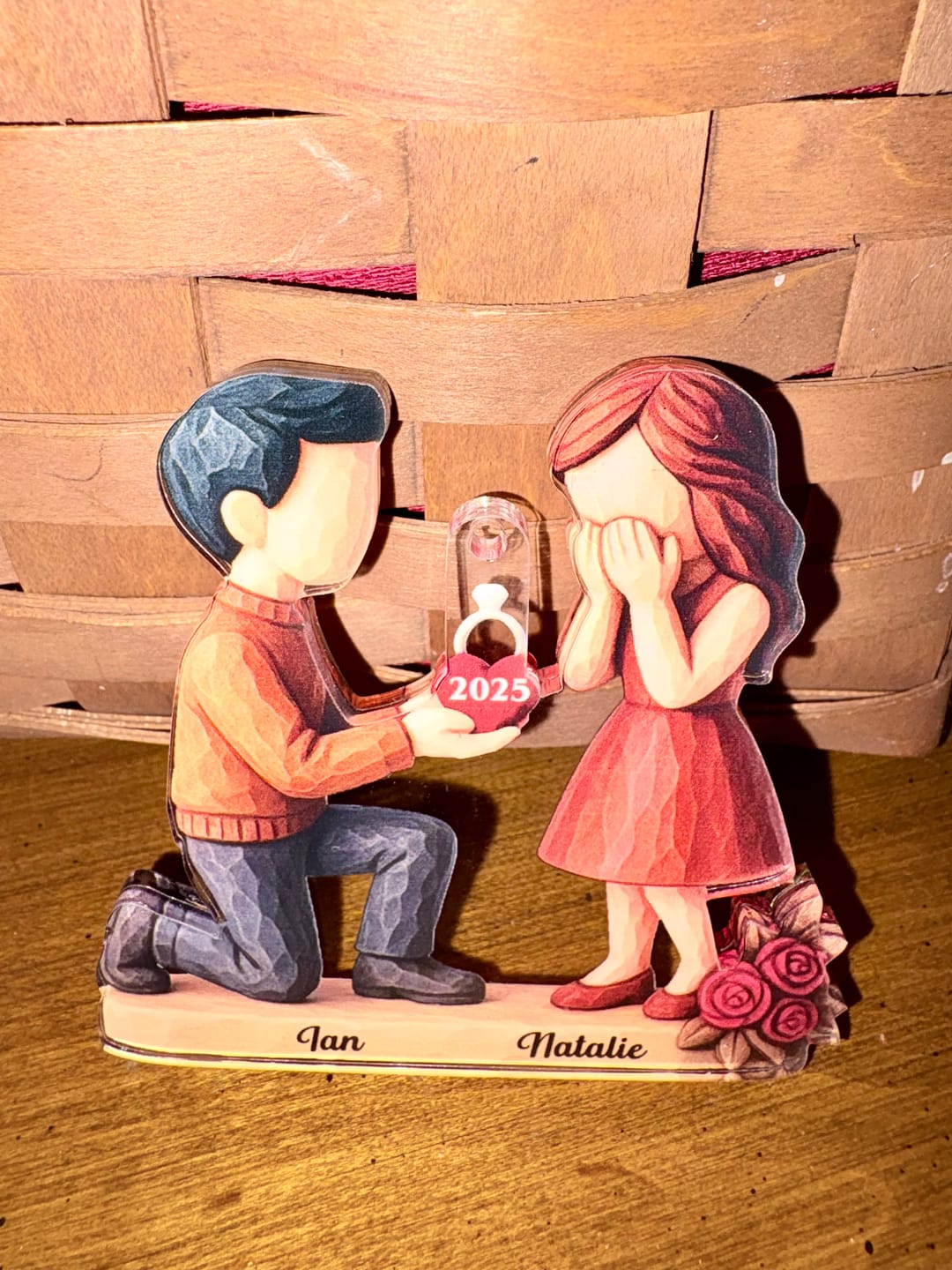 Customer photo review of Couple Marriage Proposal - Personalized Acrylic Ornament - Newly Engaged Gift, "She Said Yes!" Ornament, Just Engaged Gifts for Couples