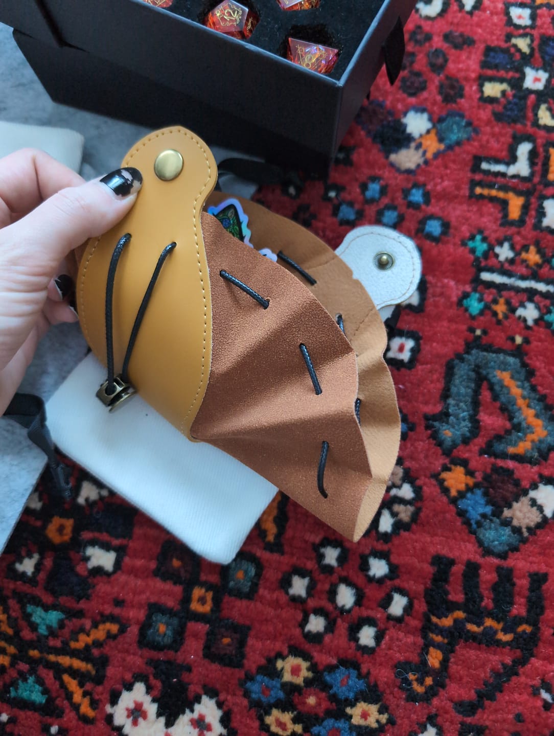 Customer photo review of Leather Dice Bag - soft tray