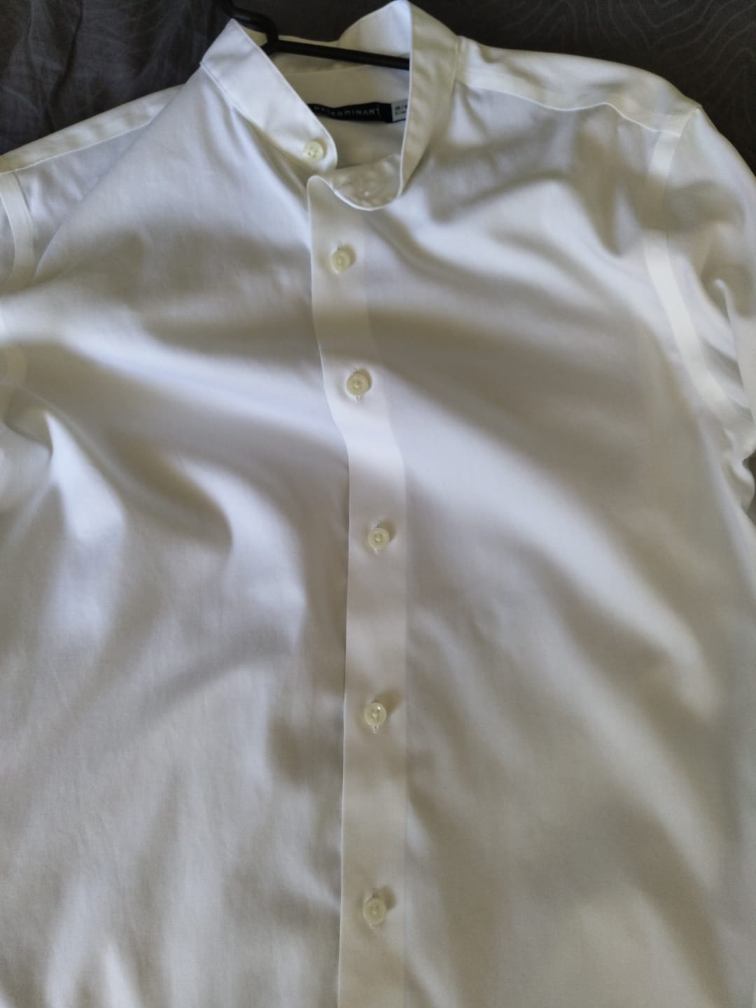Customer photo review of Wrinkle-Free Mandarin Collar Dress Shirt | White WH001Z