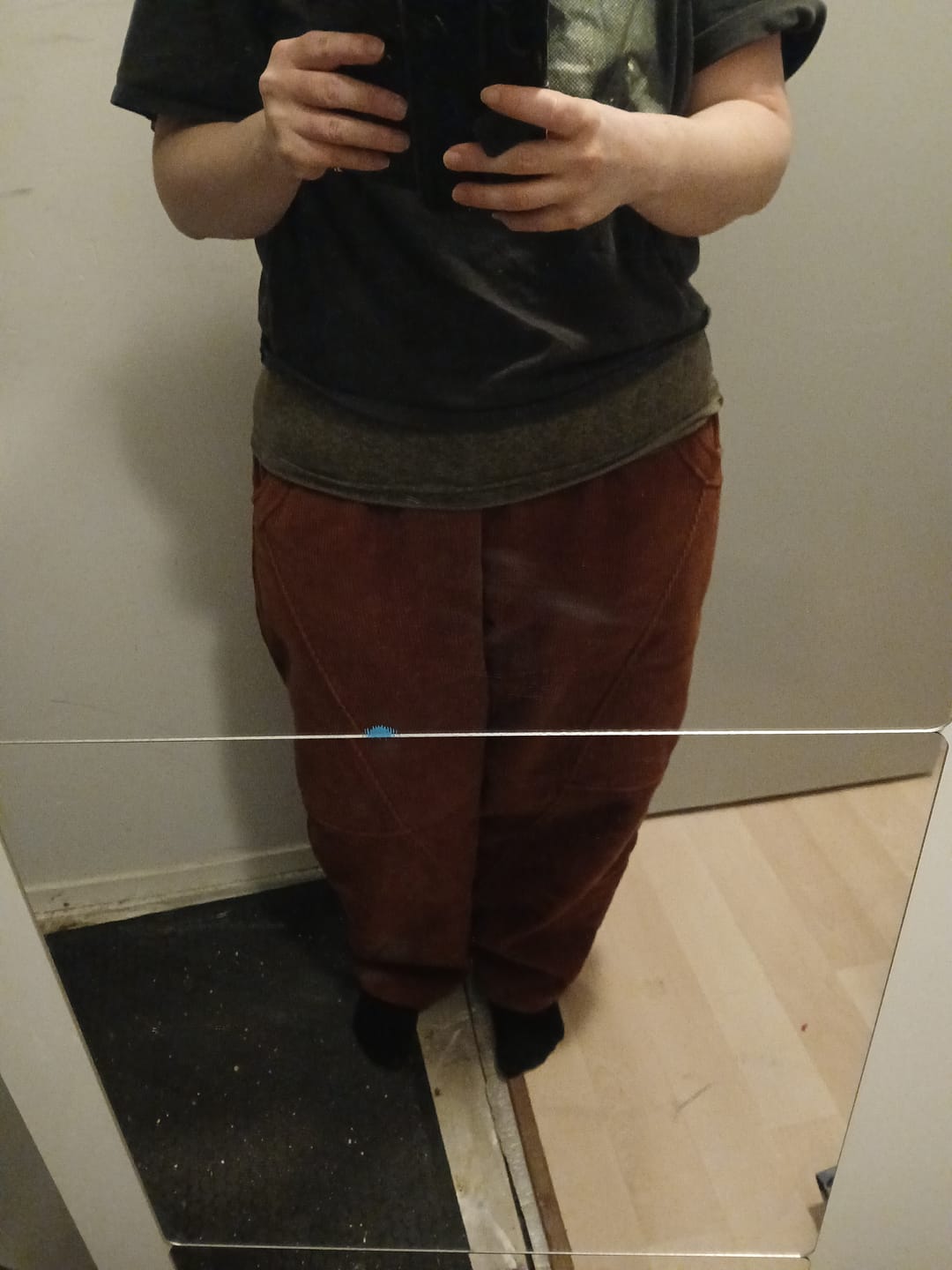 Customer photo review of Plus Size Women Winter Casual Pure Color Corduroy Harem Pants