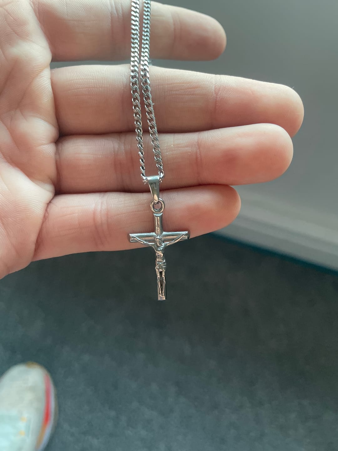 Customer photo review of Silver Cross Necklace