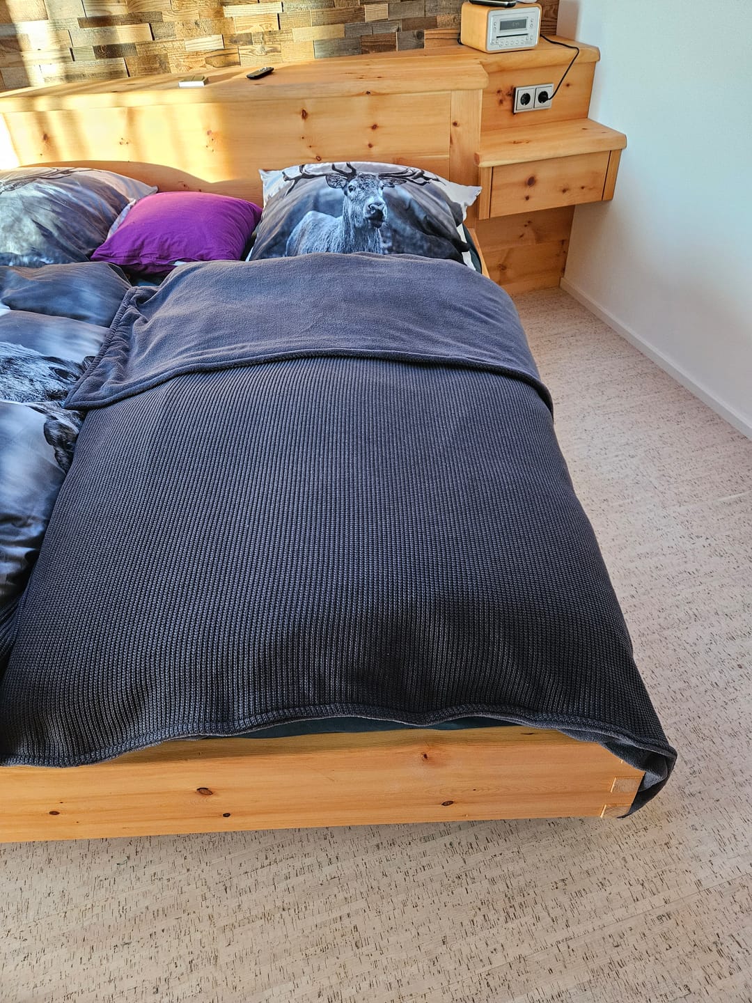 Customer photo review of Kuscheldecke mit Baumwollstrick · Dunkelgrau