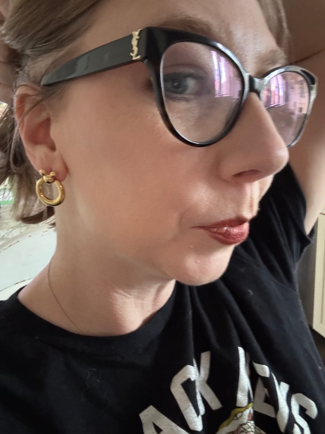 Customer photo review of Leader of the Club Earrings