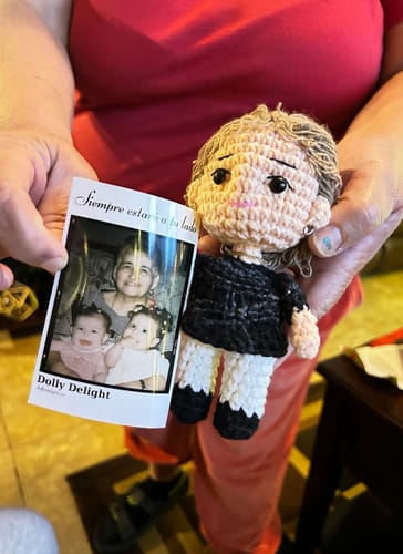 Customer photo review of Dolly® Personalized Crochet Doll with Photo Card