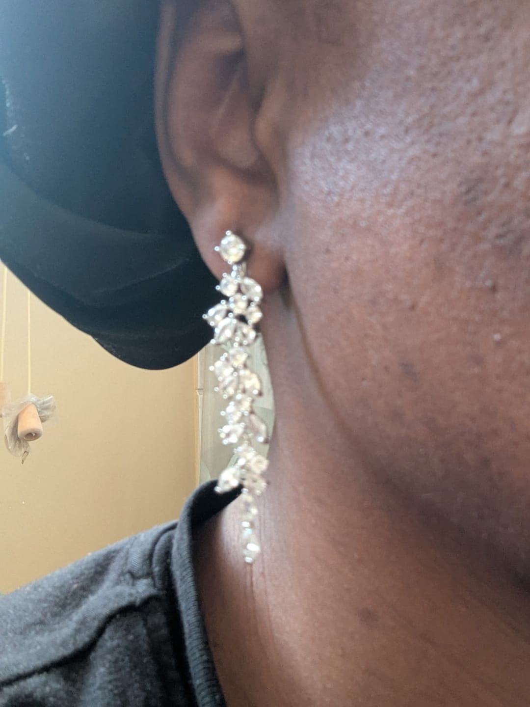 Customer photo review of Cascade Chandelier Clip On Earrings in Silver