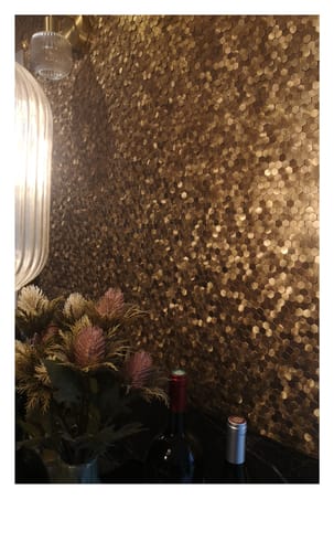 Customer photo review of Crédence Adhésive - Mosaïque Relief Doré Décoration Cuisine
