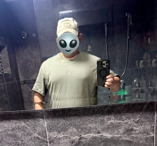 Customer photo review of NeoTerra Oversized Tee - Olive Green