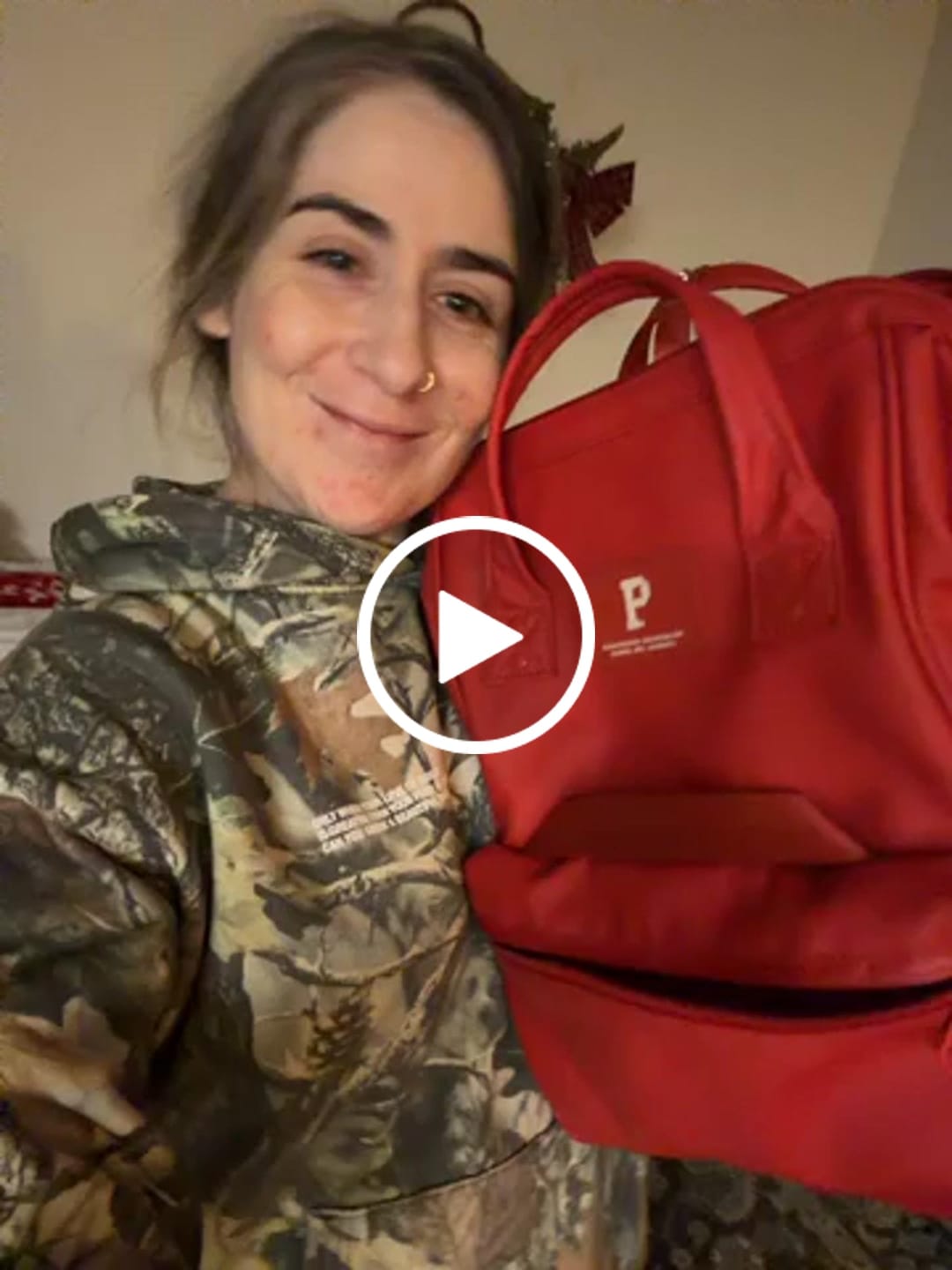 Customer video review of Sueded Slogan Hoodie - Camo