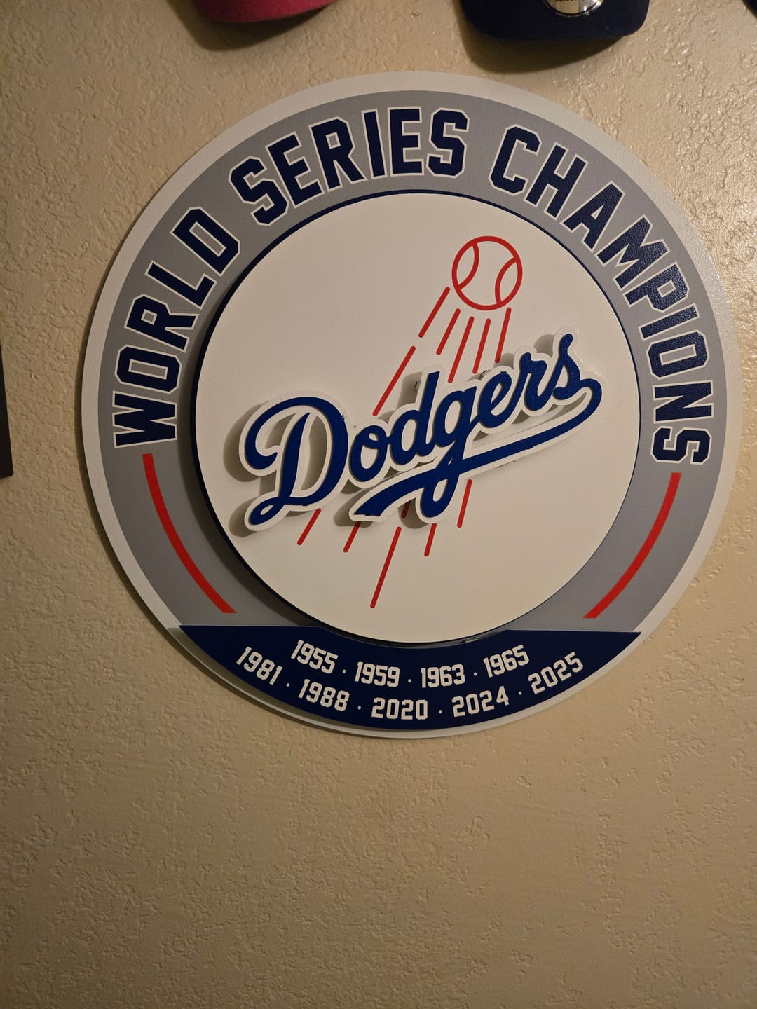 Customer photo review of Los Angeles Dodgers DYNASTY - World Series Wins / Replaceable Icon Plate 3D Vintage Metal Wall Art