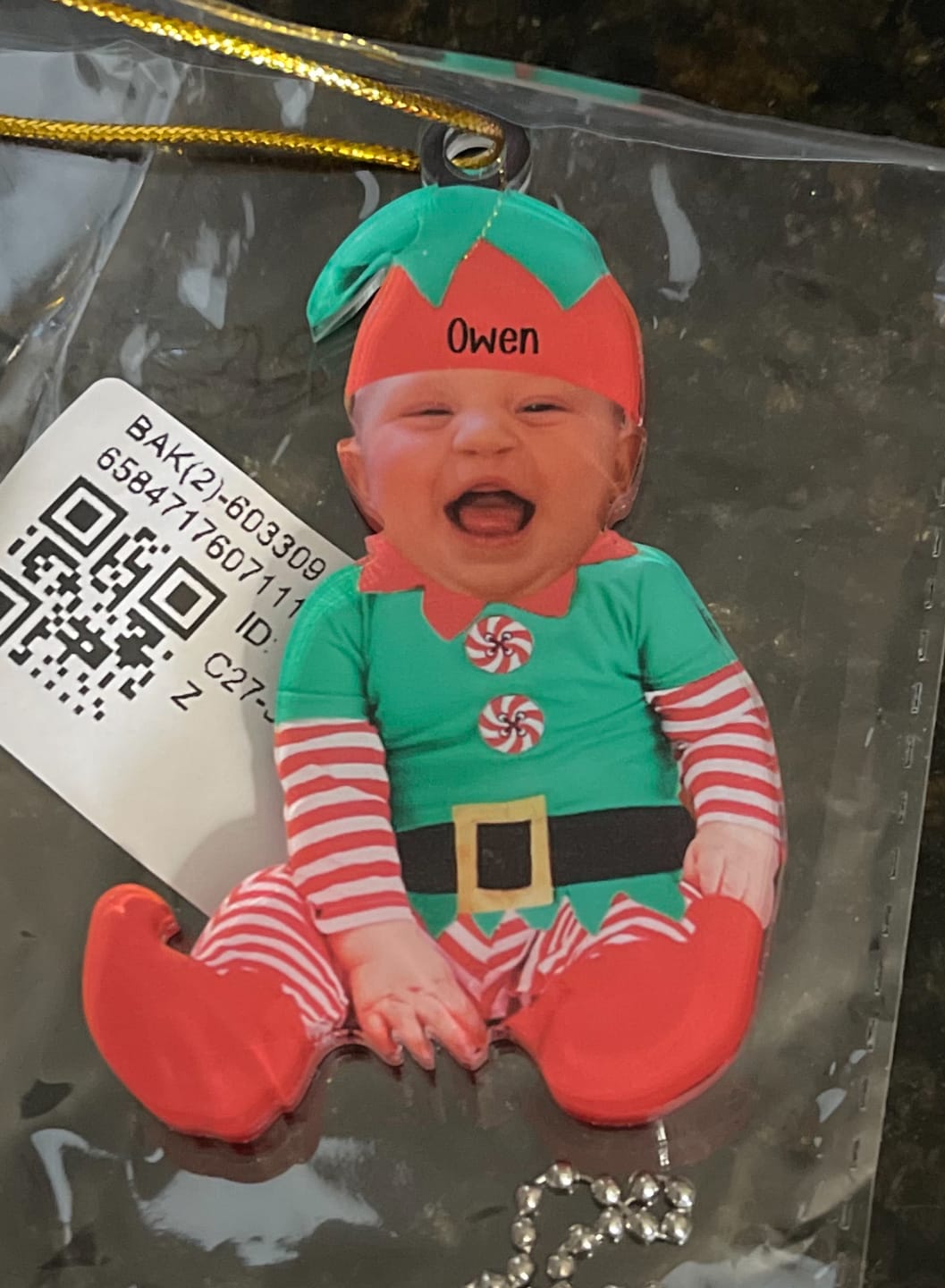 Customer photo review of Adorable Newborn Baby Elf - Personalized Babys Photo Christmas Ornament