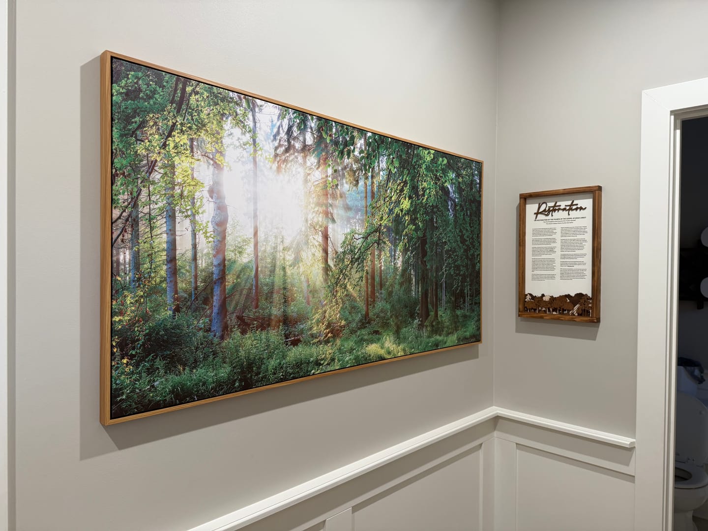 Customer photo review of The Restoration: The Fullness of the Gospel of Jesus Christ | Framed Proclamation Sign with Multi-layered Scenes