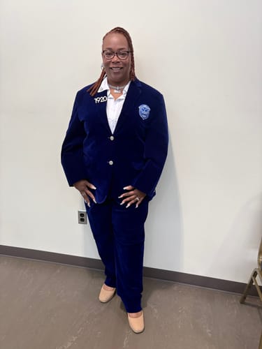 Customer photo review of Zeta Velvet Blue Blazer