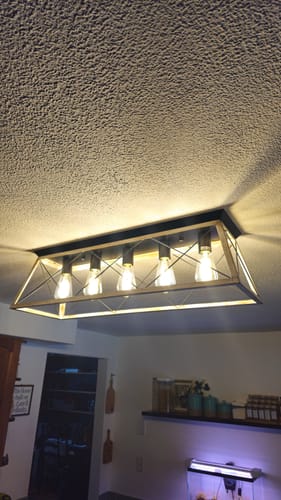 Customer photo review of Farmhouse Rectangle Cage Island Flush Mount Ceiling Light