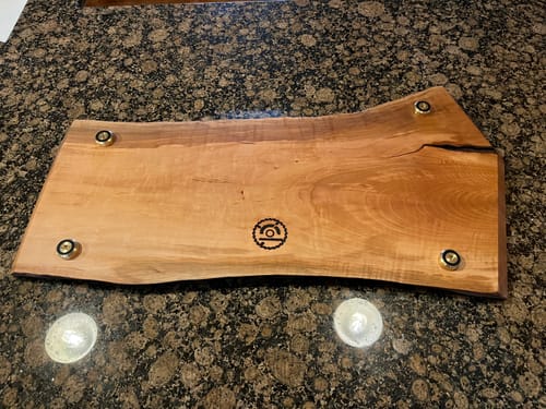 Customer photo review of Premium Cutting Board Feet - Brass/Stainless Steel