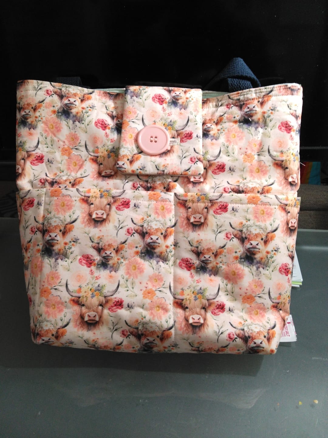 Customer photo review of Watercolor Highland Cows & Flowers Fabric