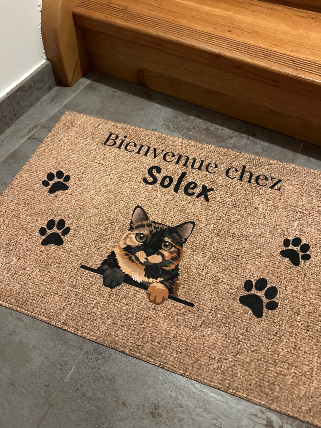 Customer photo review of Bienvenue chez - Paillasson personnalisé