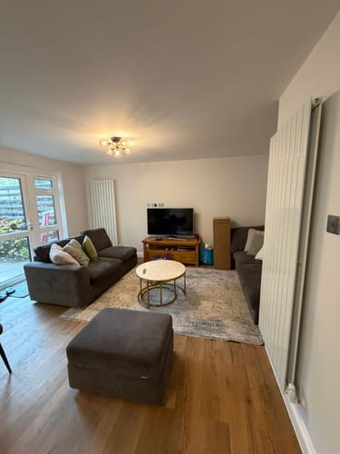 Customer photo review of 5-Light Modern Mid-Century Brass Semi Flush Mount Light