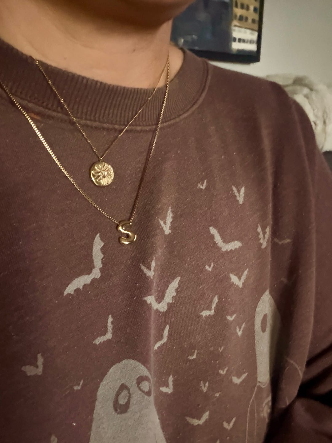 Customer photo review of Bubble Letter Necklace