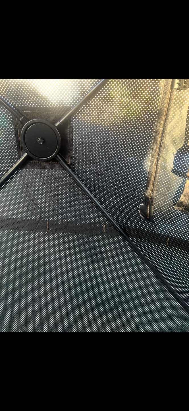 Customer photo review of Vis360 See Through Ground Blind | 360° Camouflage Pop Up Hunting Blind for 2/3/4 Person | Portable Deer Blind with Orange Cover