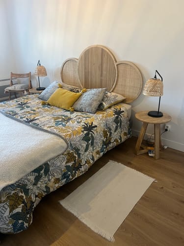 Customer photo review of BODO - Tête de lit 160 en bois massif et rotin naturel