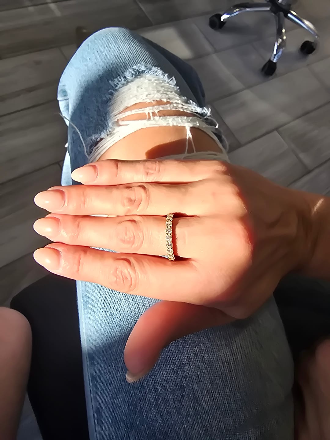 Customer photo review of 3mm Moissanite Eternity Ring