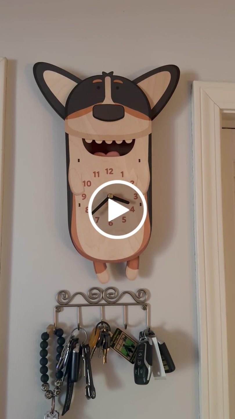 Customer video review of Butters the Corgi Pendulum Clock
