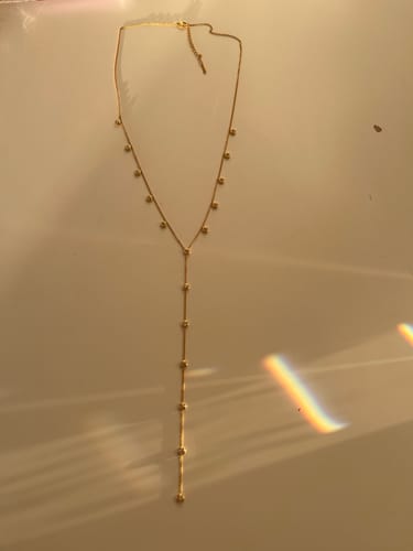 Customer photo review of India Droplet Necklace Gold & Crystal