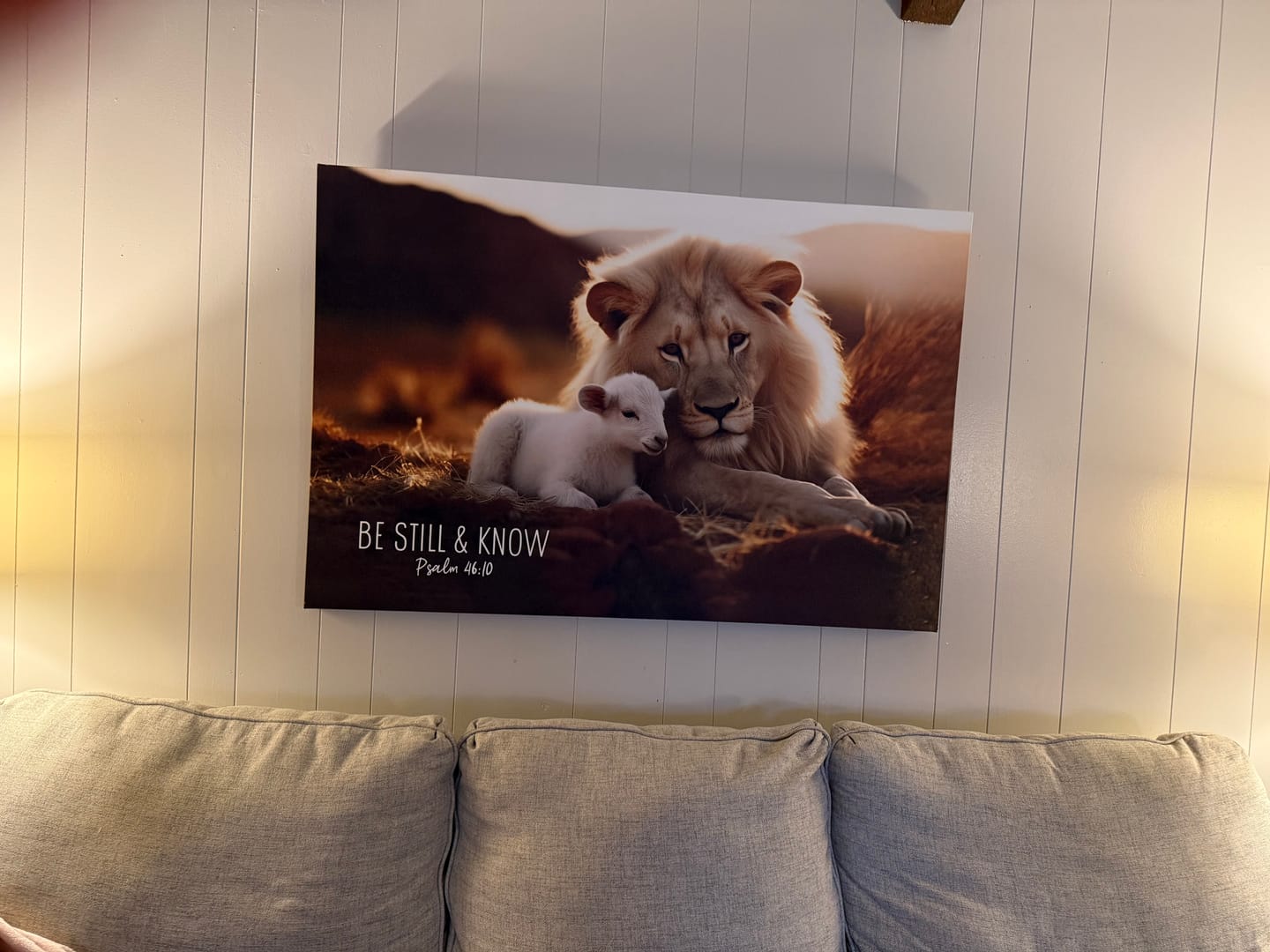 Customer photo review of Christian Wall Art: Amazing Grace How Sweet The Sound Cross Mountain Canvas Print