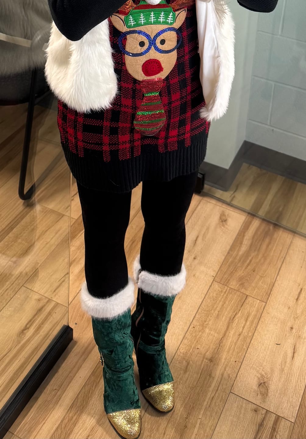 Customer photo review of Christmas Charm Velvet Boots