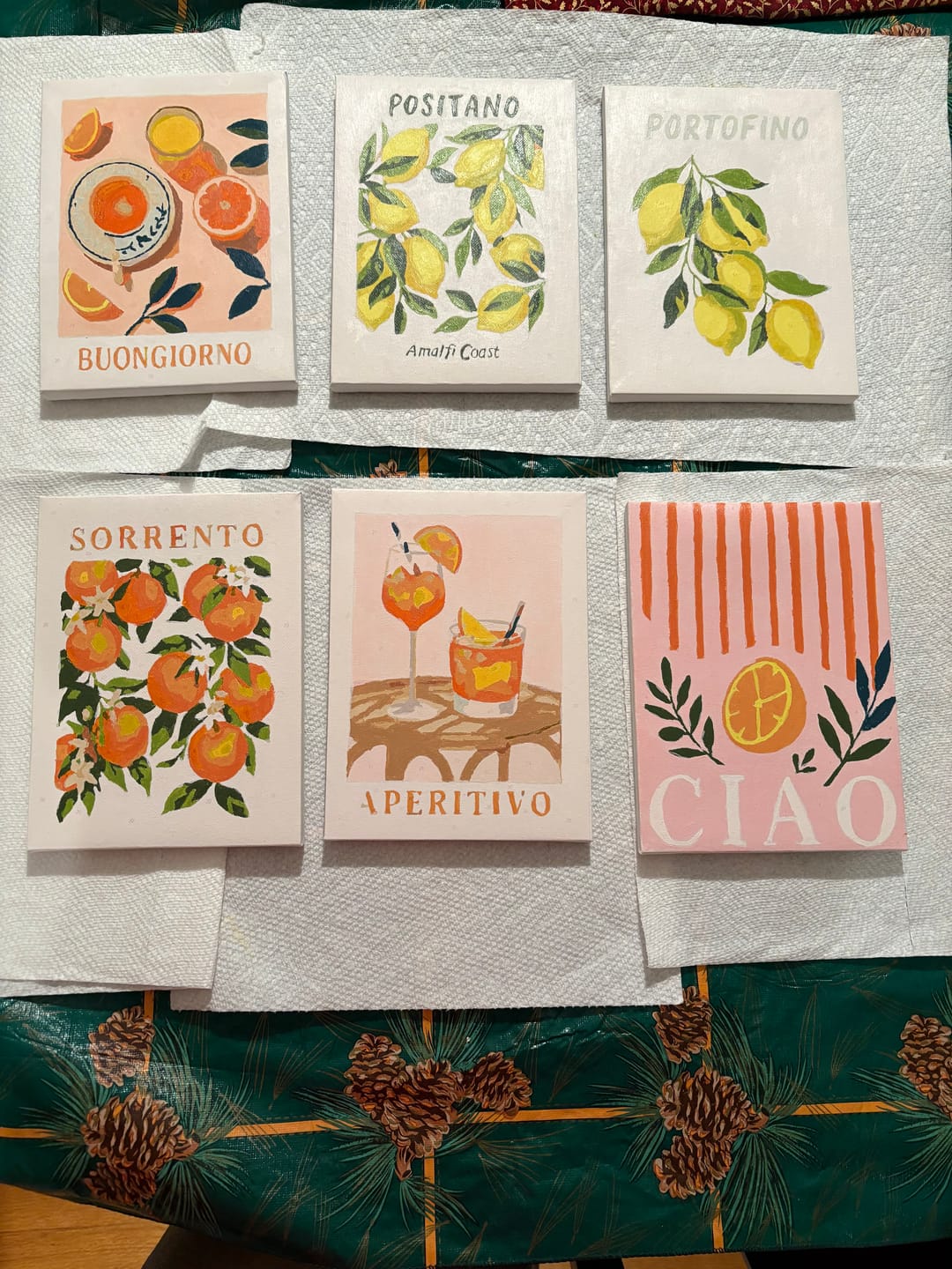 Customer photo review of 6 Mini Paintings - Italian Fruit & Drinks Set