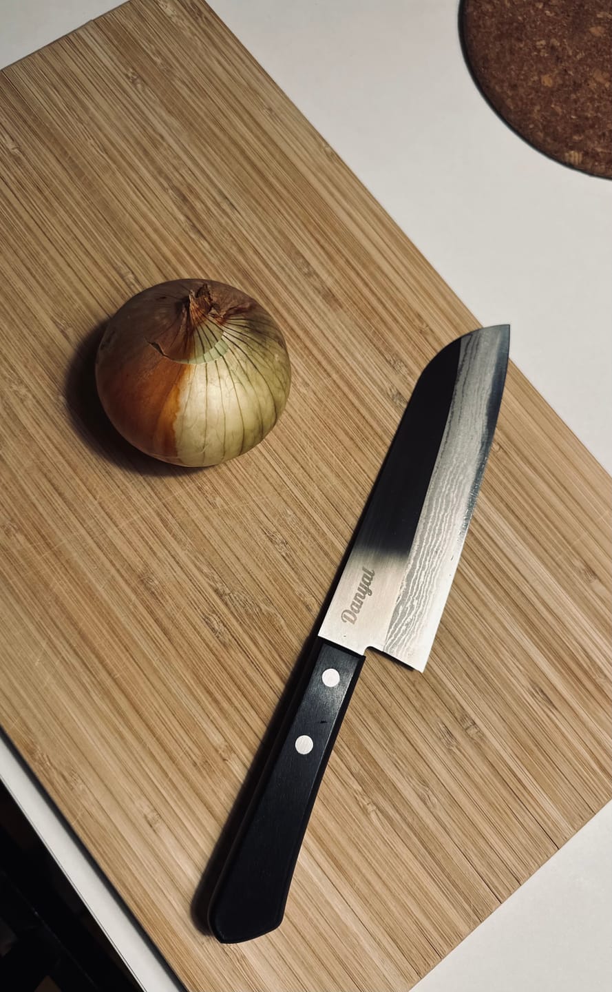 Customer photo review of SHIBAMASA V5 Damascus Santoku 170 mm