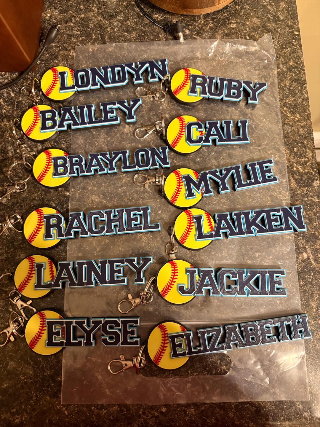 Customer photo review of Personalized Softball Bag Tag | Team Gift & Player Bundle