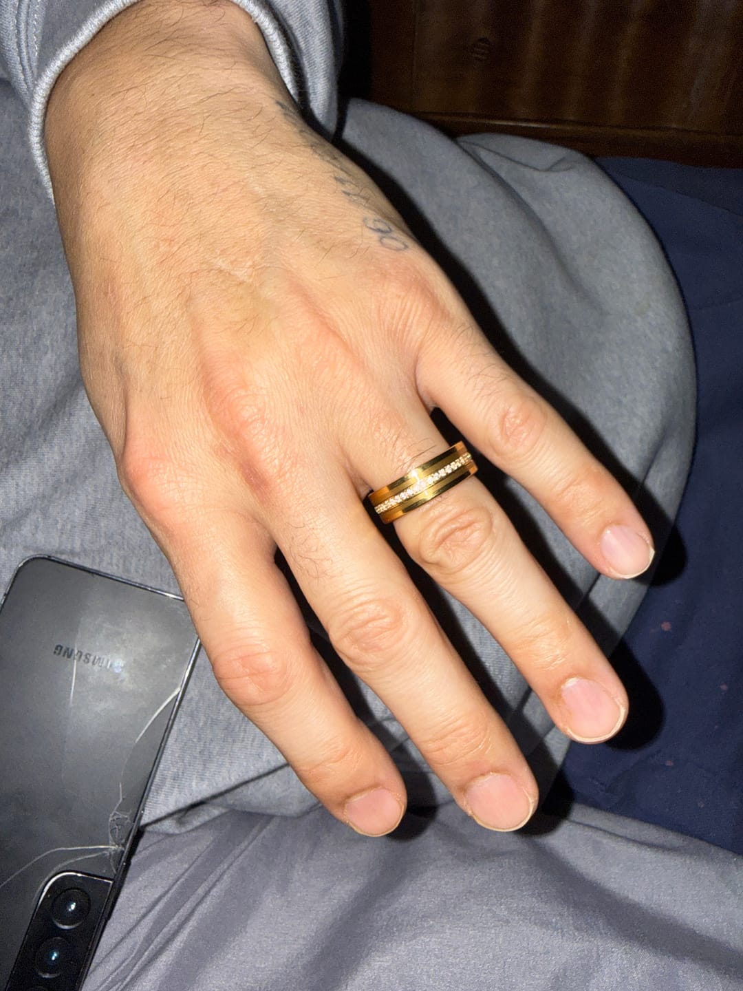 Customer photo review of LEGEND | Gold Tungsten Ring, Diamond Stimulant CZ Eternity, Flat