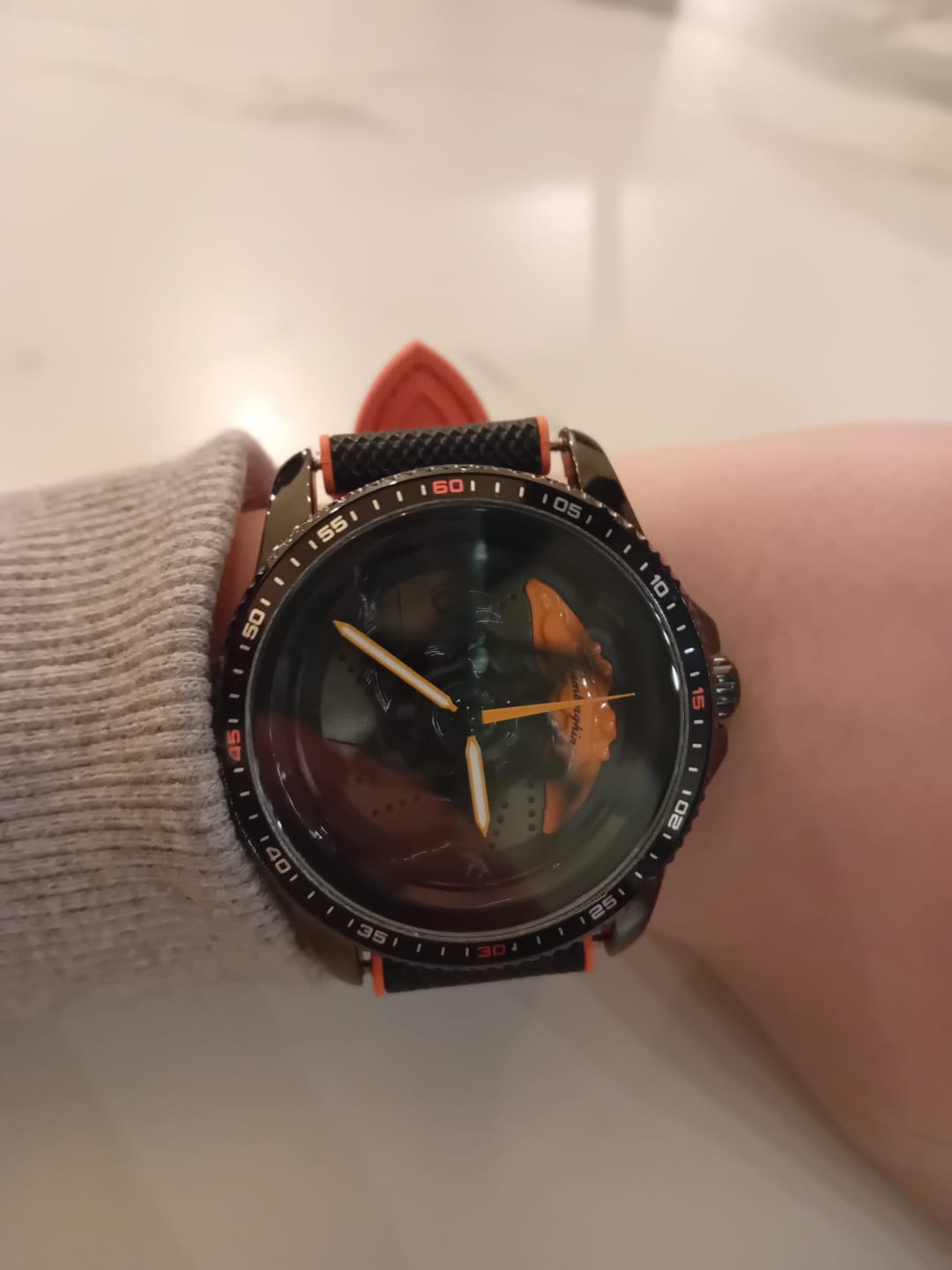 Customer photo review of Premium Orange Rubber Strap