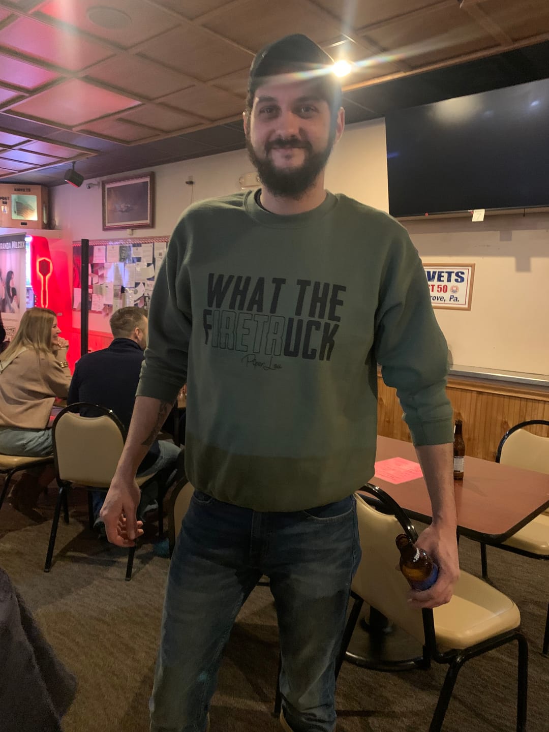 Customer photo review of What The Firetruck Graphic Crewneck Sweatshirt