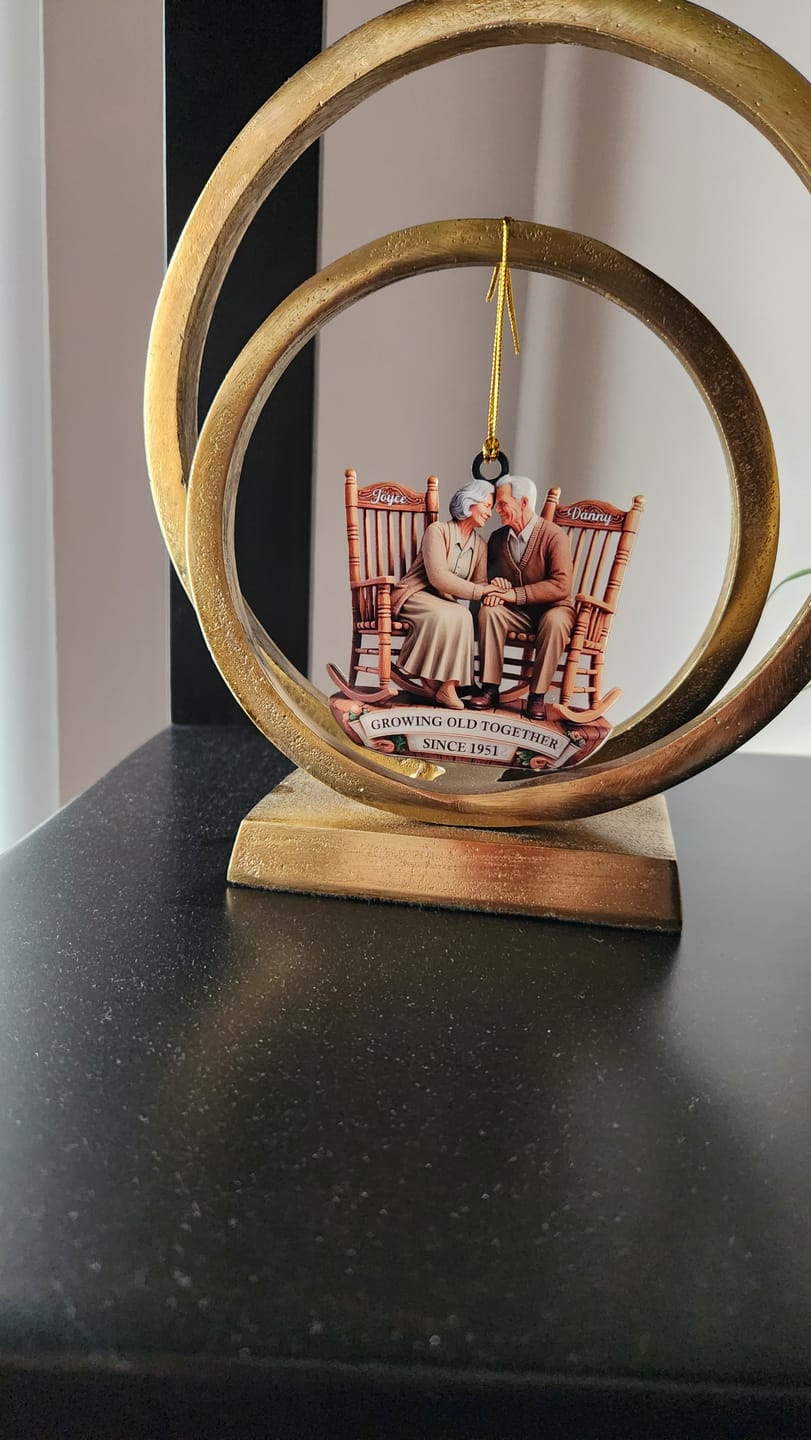 Customer photo review of Old Couple Sitting On Rocking Chairs Together Personalized Christmas Acrylic Ornament