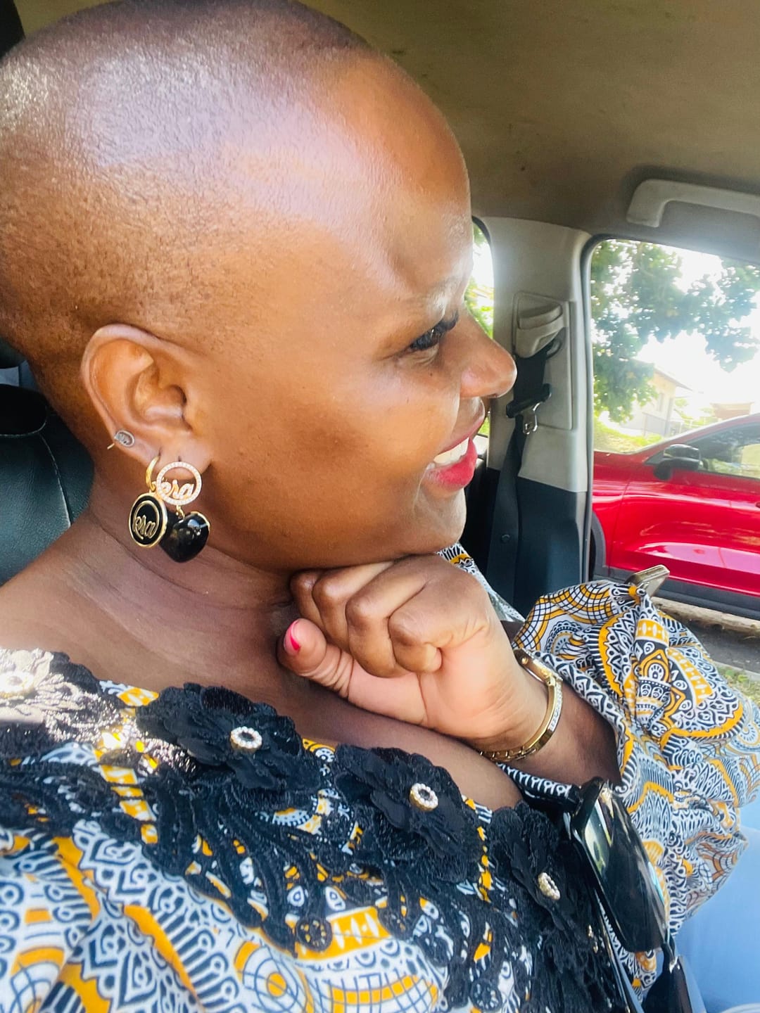 Customer photo review of Gold Diva Drop Earrings