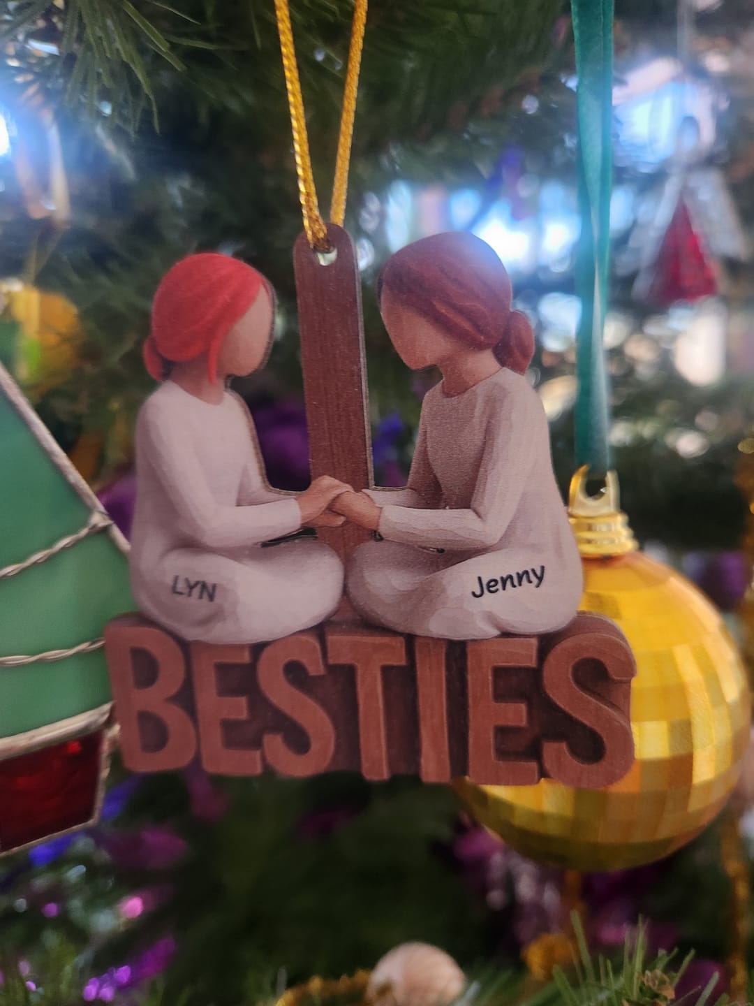 Customer photo review of Besties Forever Together - Personalized Wooden Ornament - Gift For Best Friends