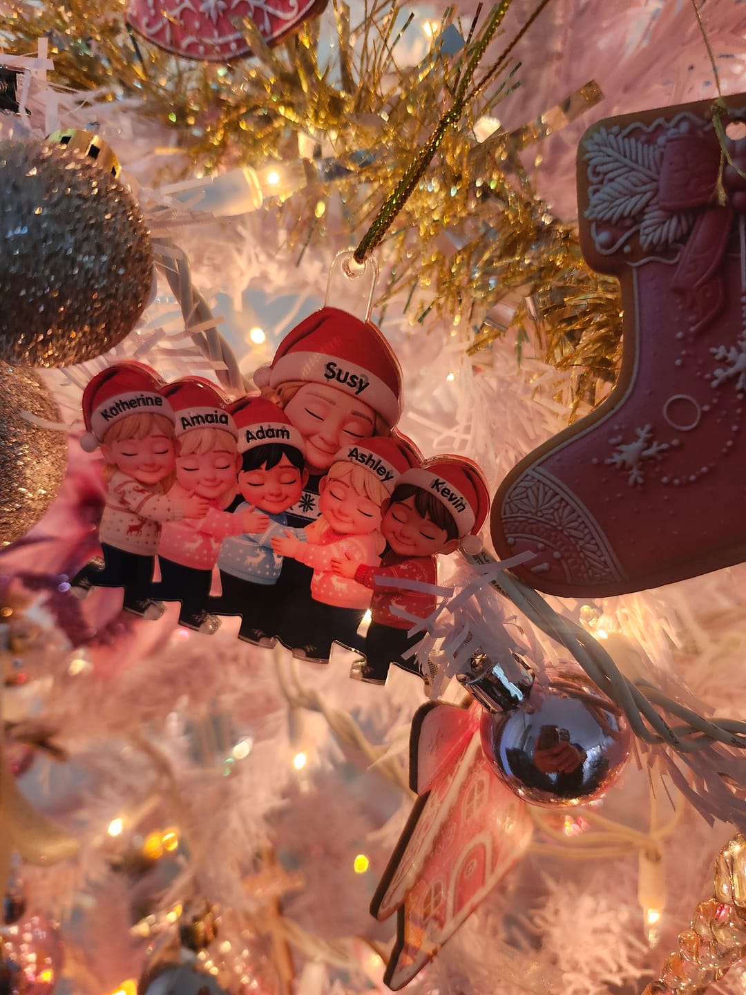 Customer photo review of Grandma Hugging Grandkids - Personalized Acrylic Ornament - Heartwarming Christmas Gift for Grandma, Grandkids
