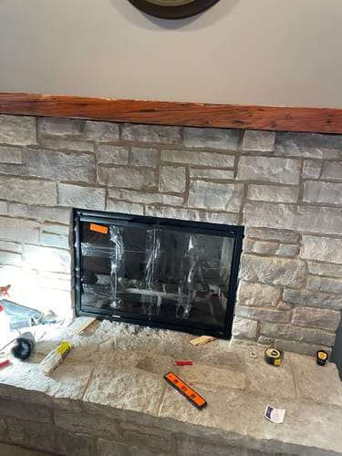 Customer photo review of Cavestone Fireplace Glass Doors | Custom Masonry Fit