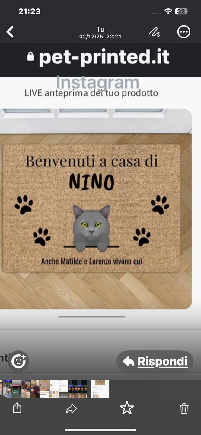 Customer photo review of Benvenuti da – Zerbino personalizzato