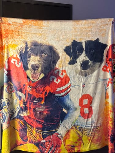 Customer photo review of 'San Francisco 40Doggos' Personalized 2 Pet Blanket