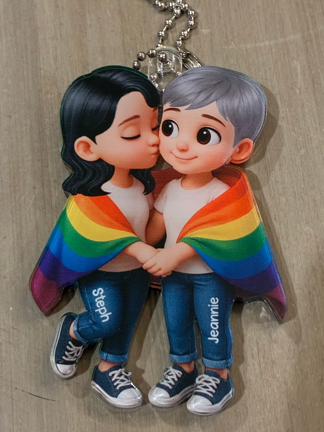 Customer photo review of Pride Month LGBT Couple Love Is Love Personalized Acrylic Christmas Ornament
