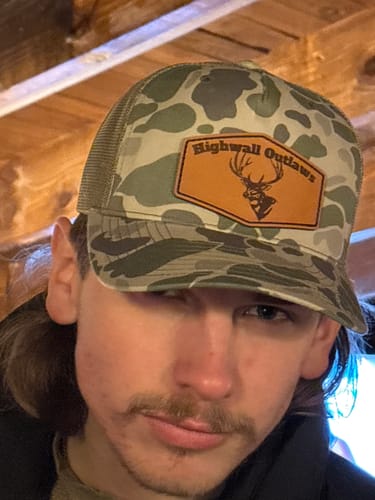Customer photo review of Camouflaged Custom Leather Patch Hats Bottomland