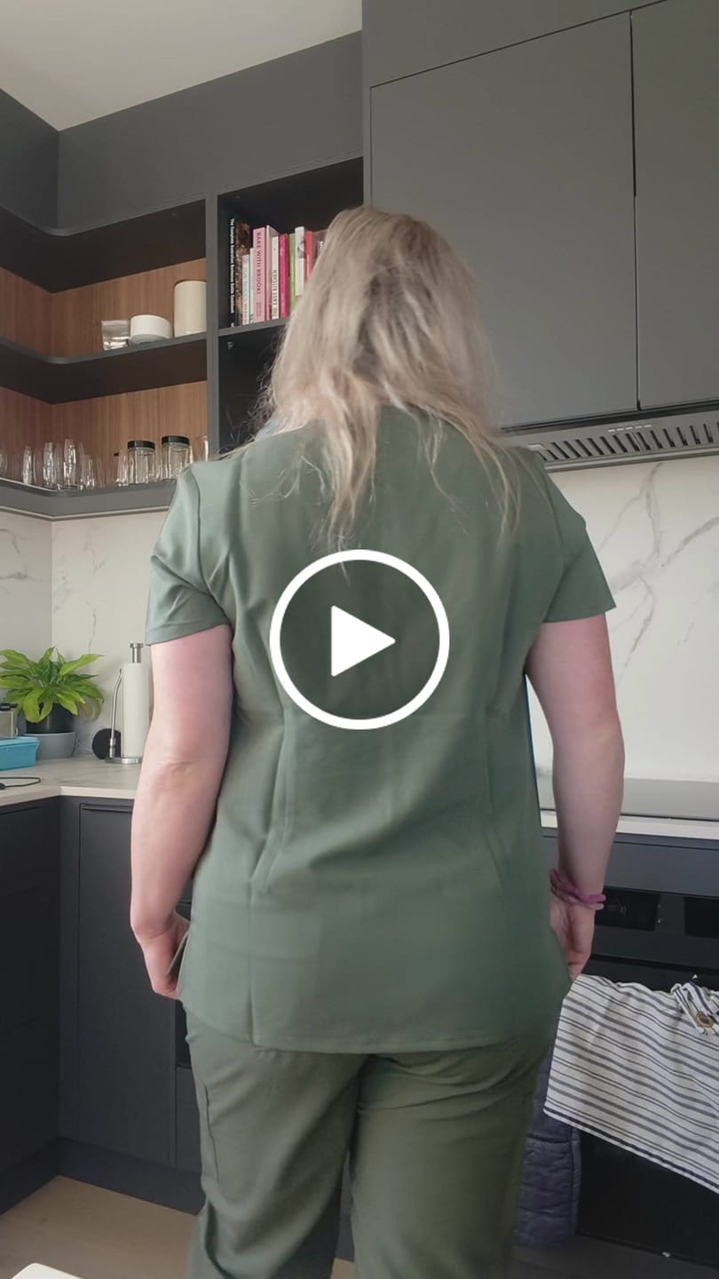 Customer video review of FLORENCE Three Chest Pocket Scrub Top (Original SLTECH™ fabric) - Combat Khaki