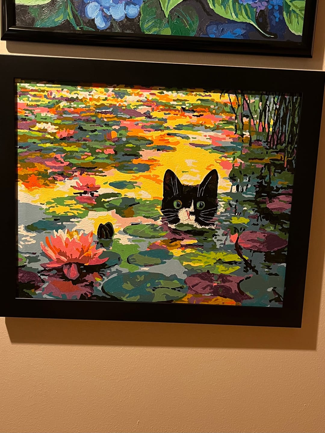 Customer photo review of A Water lilies cat | Paint by Number