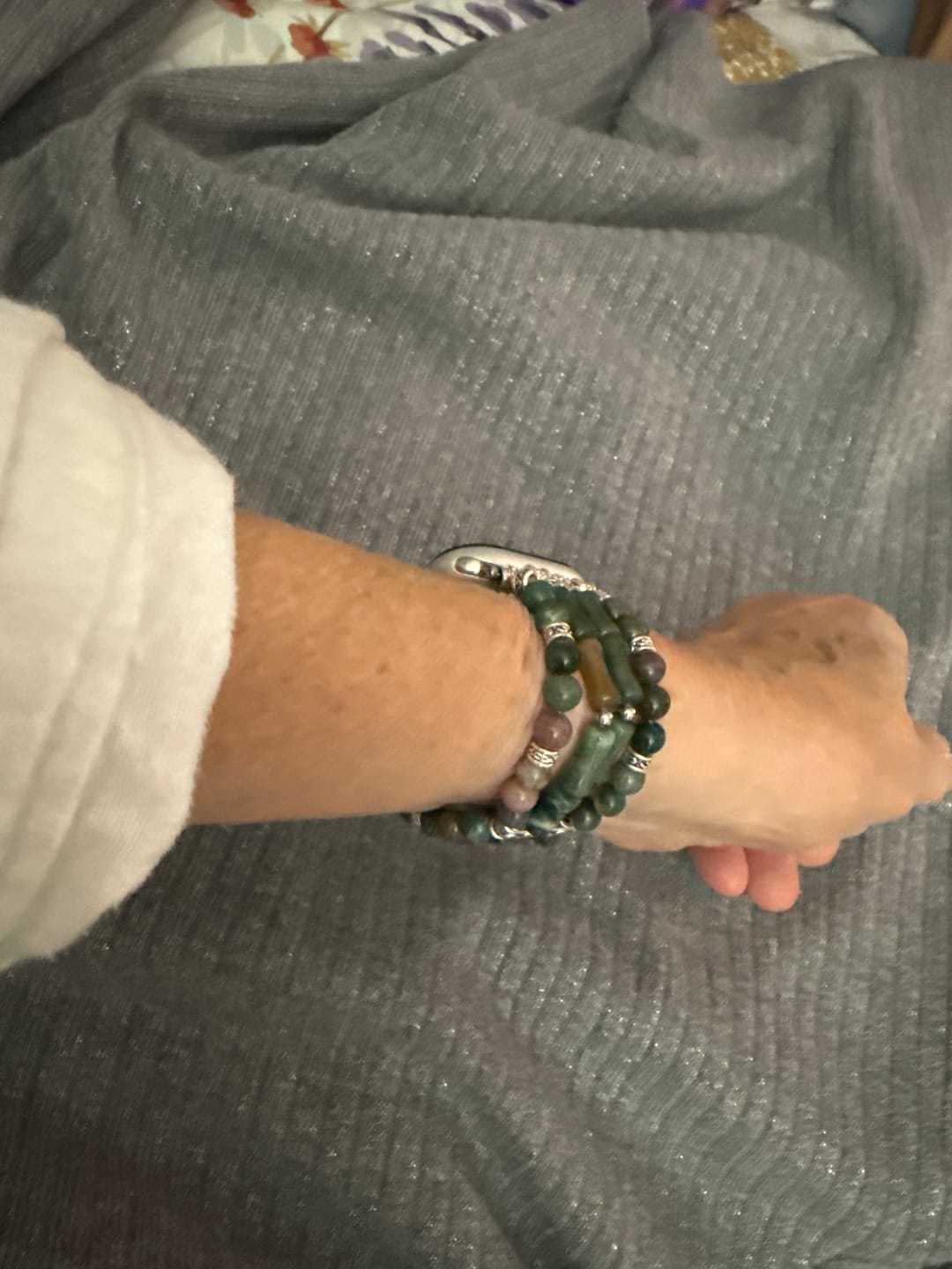 Customer photo review of Imperial Jasper Stretch Apple Watch Strap