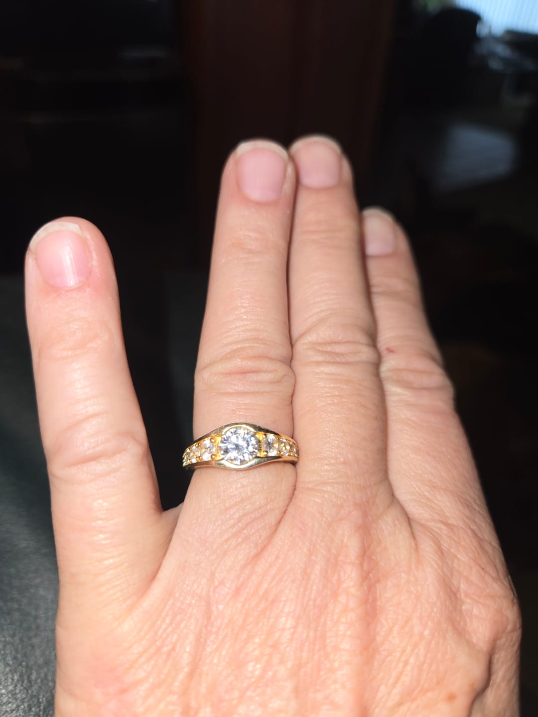 Customer photo review of Bezel Round Moissanite Channel Euro Shank Engagement Ring