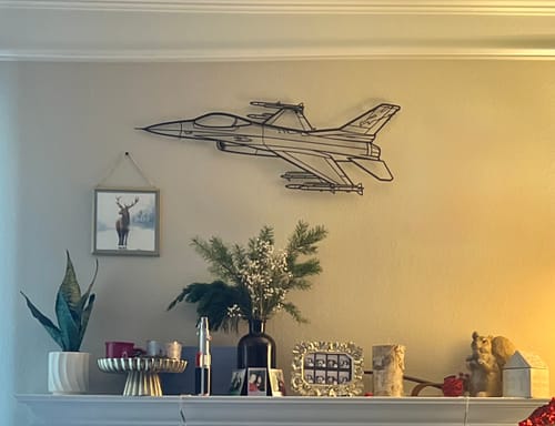 Customer photo review of F-16C Fighting Falcon Angle Silhouette Metal Wall Art